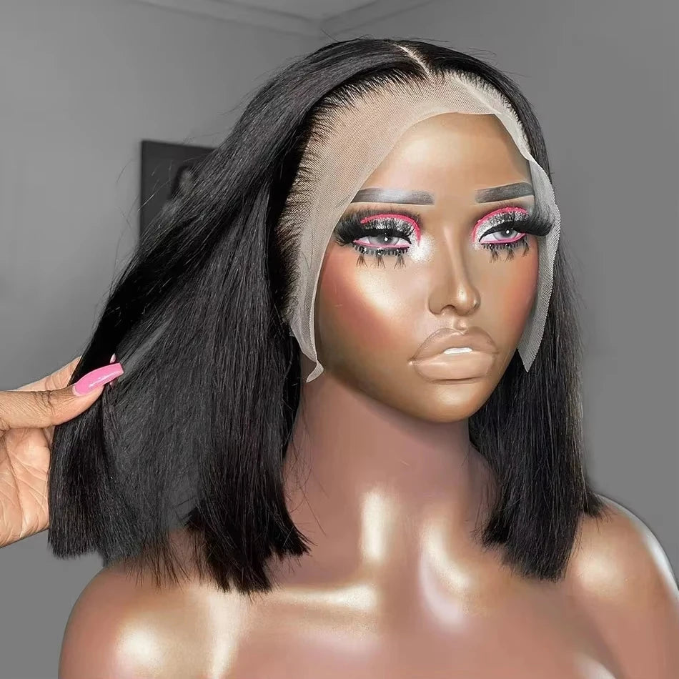 Straight Human Hair Wig 13x4 Lace Frontal Human Hair Wigs Short Bob Wigs Brazilian Preplucked Lace Frontal Wigs 100% Human Hair