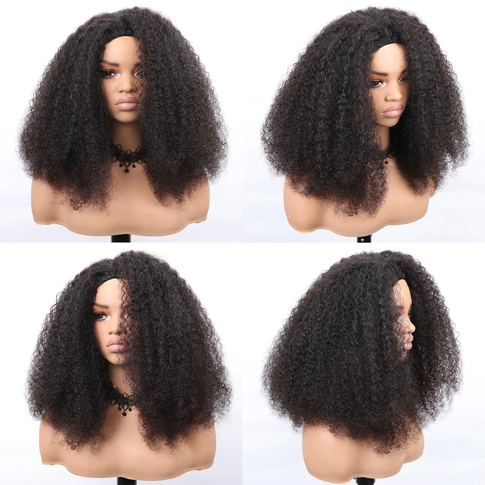 Kinky Curly Flip Over Human Hair Wig Half Wigs 250 Density 3 In 1 Seamless Beginner Friendly Glueless Wear and Go Curly Wig