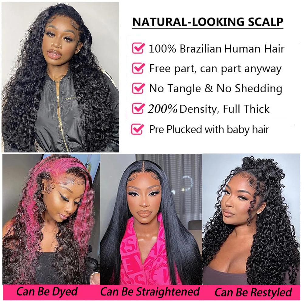 Human Hair Wigs 13x4 Deep Wave Frontal Wig Lace Wig 13x6 Human Hair 200 Density Human Hair Wig Curly Lace Front Human Hair Wig