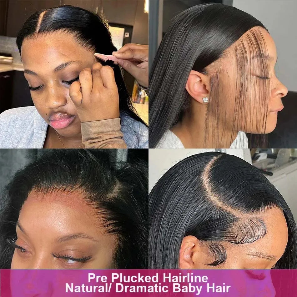 Straight Human Hair Wigs 13X6 Hd Lace Frontal Wig 30 40 Inch 13X4 Brazilian Pre Plucked Front Black Wig For Women 250 Density