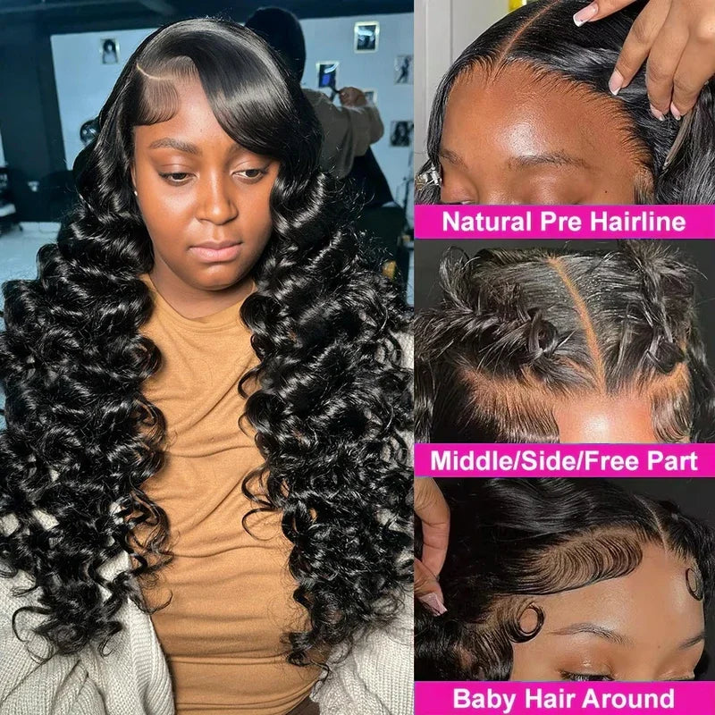 40 42 Inch Loose Wave 13x6 HD Lace Frontal Wig Human Hair Brazilian Loose Deep Waves Curly Wigs Lace Front Wigs For Women