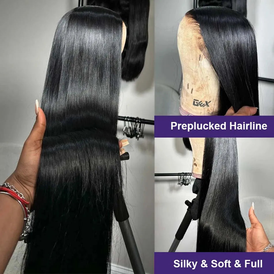 Straight Human Hair Wigs 13X6 Hd Lace Frontal Wig 30 40 Inch 13X4 Brazilian Pre Plucked Front Black Wig For Women 250 Density